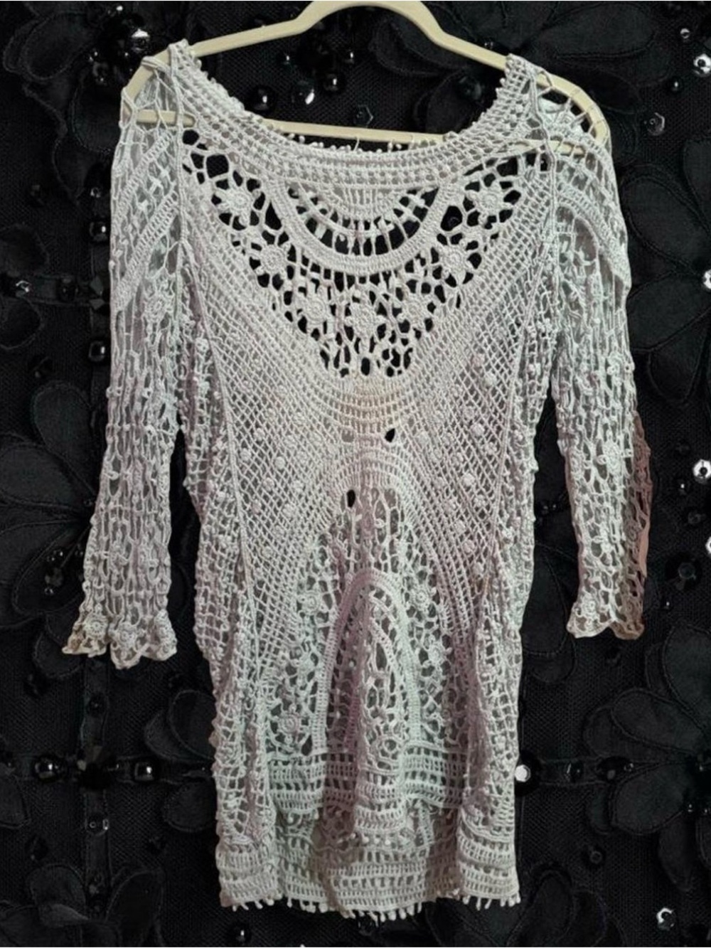 Crochet Low Back Lace Mini Dress Or Tunic Top
